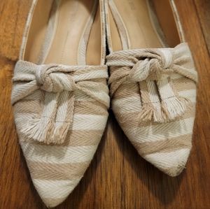 Gianni Bini tan and white striped flats